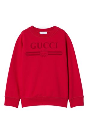 Felpa in Jersey di cotone felpato rosso GUCCI KIDS | 849011XJHO66195